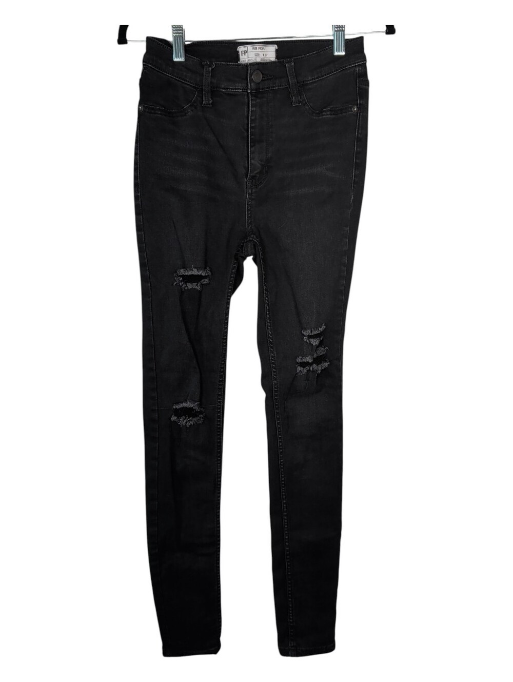 Free People Black Distressed Skinny Jeans